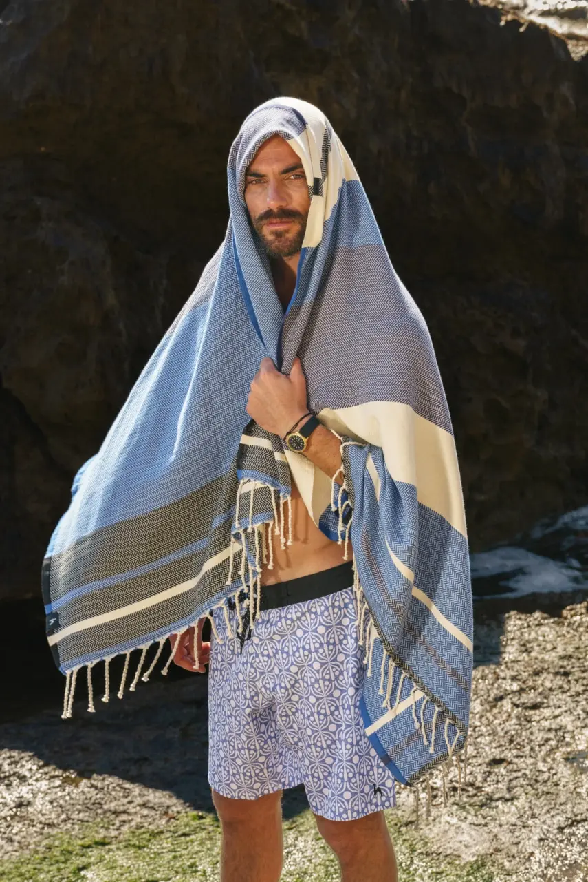 Futah - Calções de Banho Flora Azul & Branco (12)