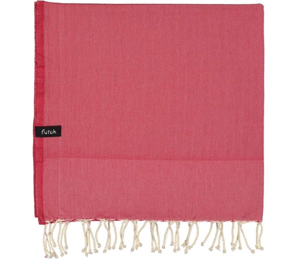 futah beach towels single Ericeira Single Towel Tango Red Folded