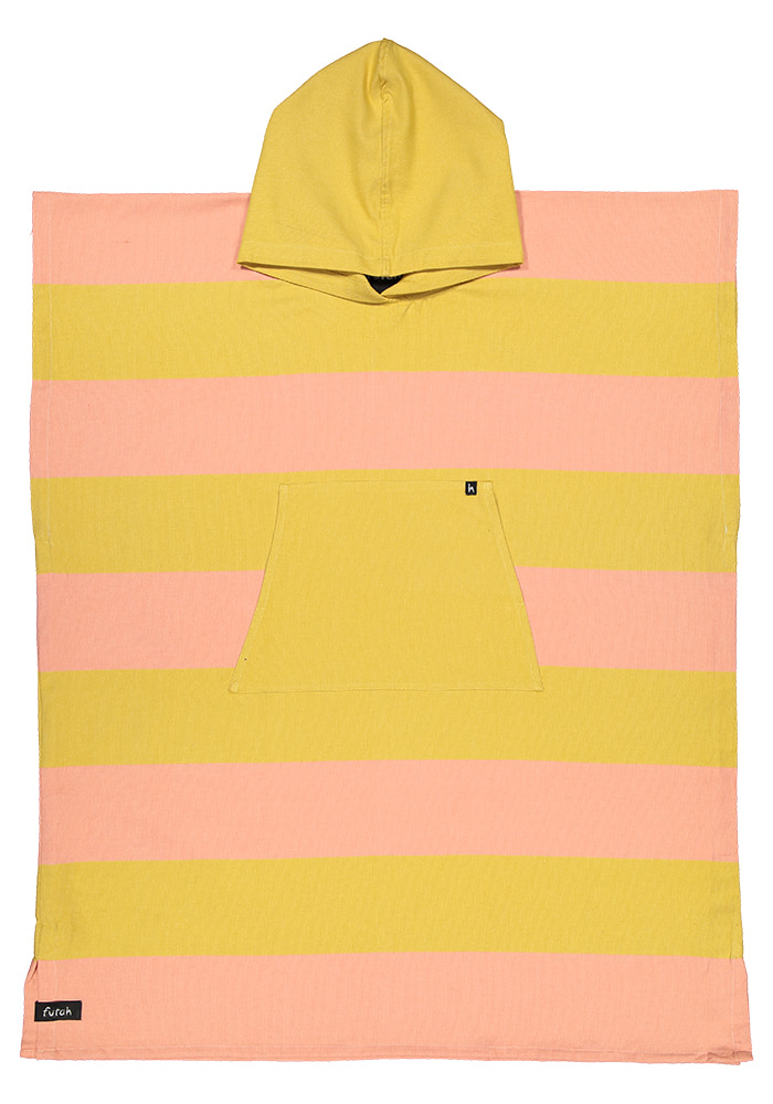 Futah - Bedu Mustard & Coral Adult Poncho (1)