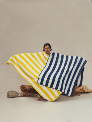 Mustard Striped Bedu Towel - Organic Cotton  (2)