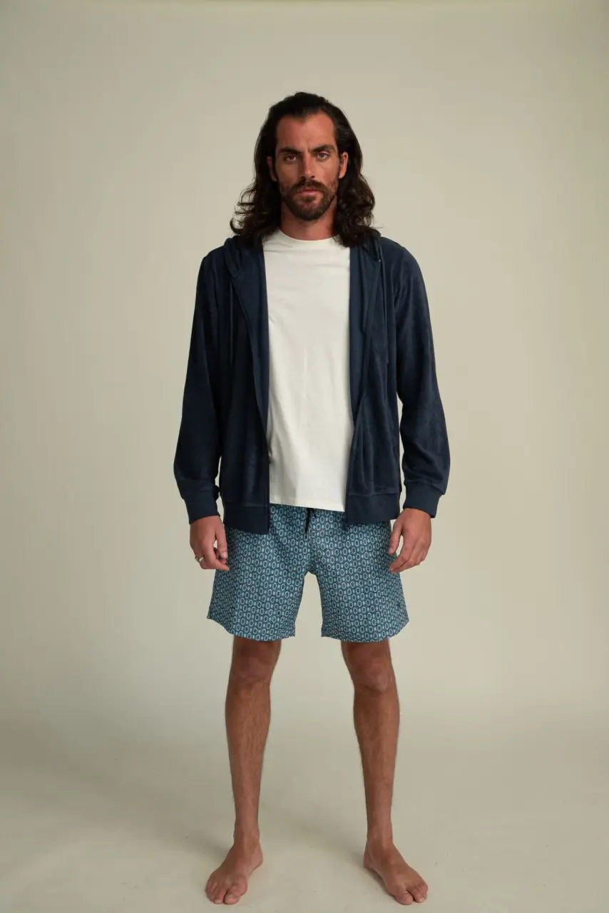 Futah - Casaco Terry com Capuz Azul (1)