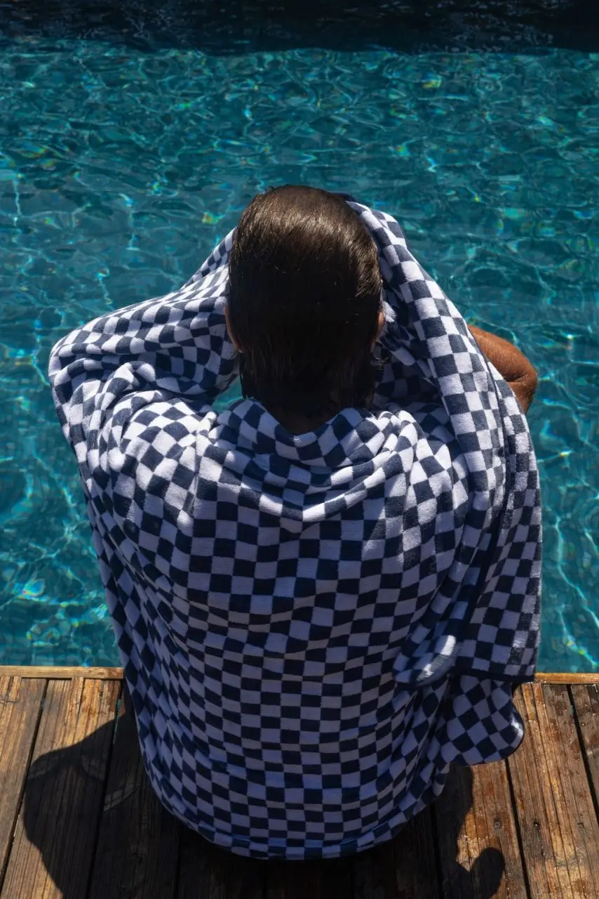 Futah - Xadrez Azul Toalha em Turco (2)