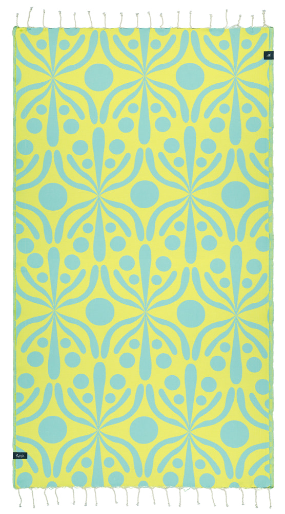Futah - Flora Yellow & Water Beach Towel (1)