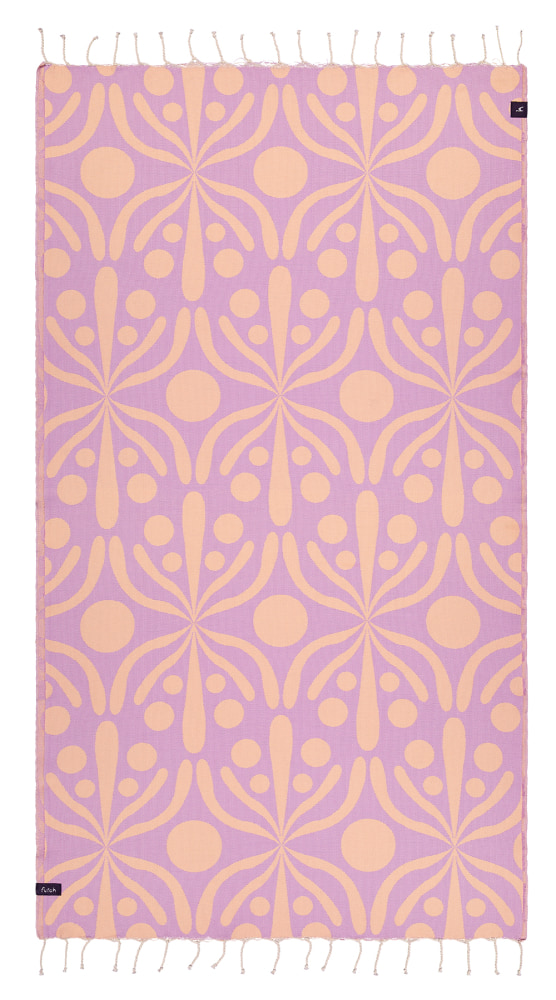 Futah - Flora Mocha & Violet Beach Towel (1)