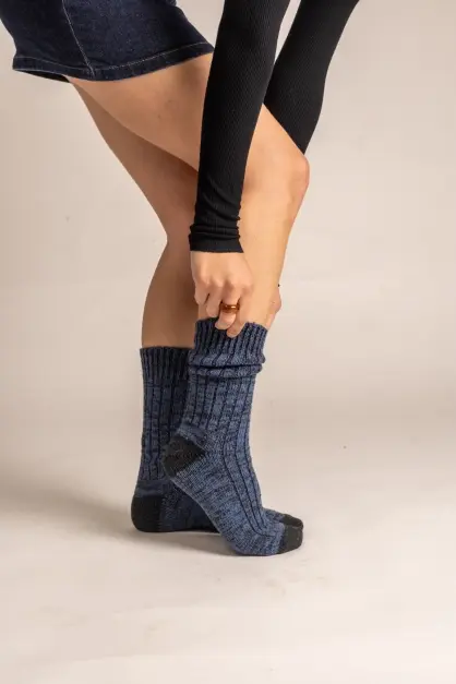 Cashmere & Wool  Blue Socks